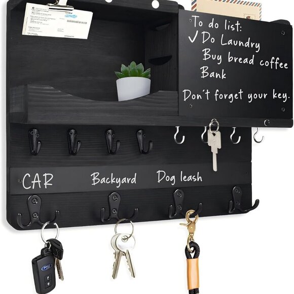 Farmhouse Key and Mail Holder for Wall Decorative Mail and Key Organizer for Wa